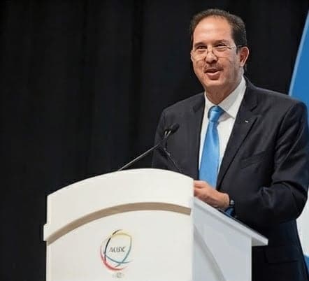 Mustapha Berraf à la tribune de l'ANOC