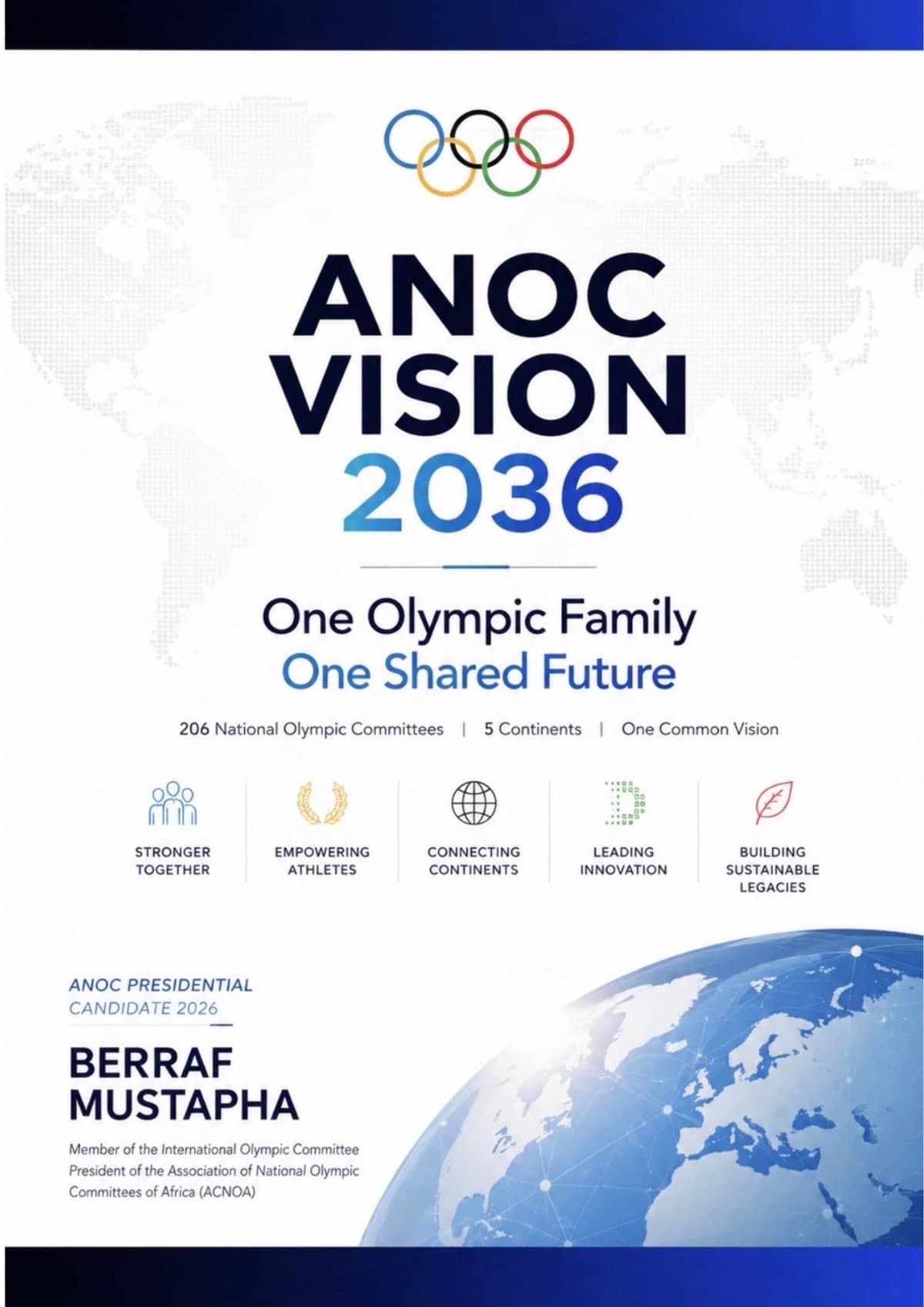 ANOC Vision 2036 — One Olympic Family. One Shared Future. Official programme cover.